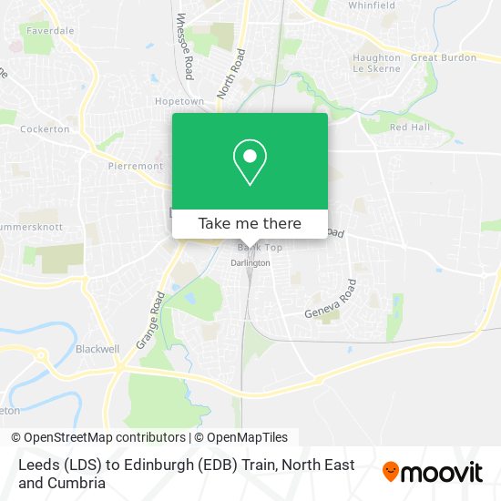 Leeds (LDS) to Edinburgh (EDB) Train map