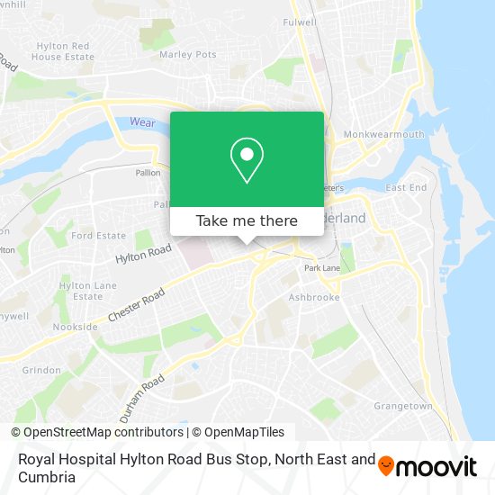 Royal Hospital Hylton Road Bus Stop map
