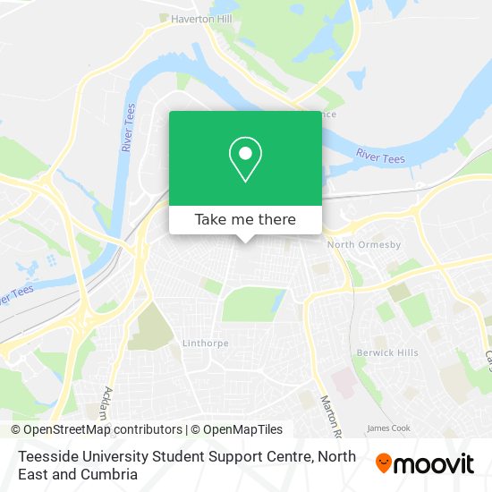 Teesside University Student Support Centre map