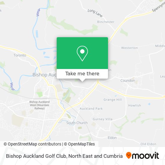 Bishop Auckland Golf Club map