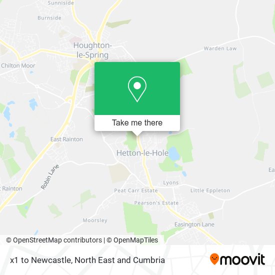 x1 to Newcastle map