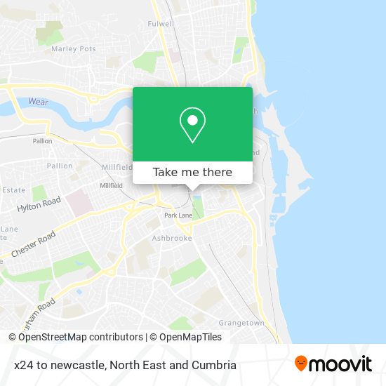 x24 to newcastle map