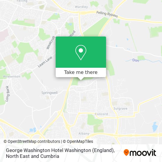 George Washington Hotel Washington (England) map