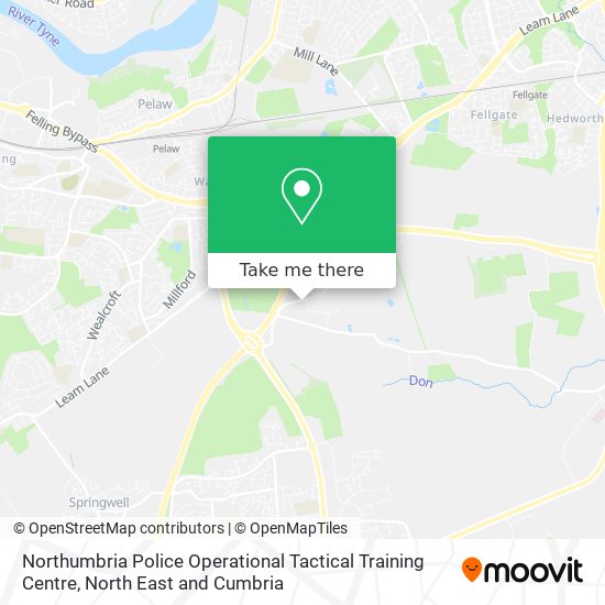 Northumbria Police Operational Tactical Training Centre map