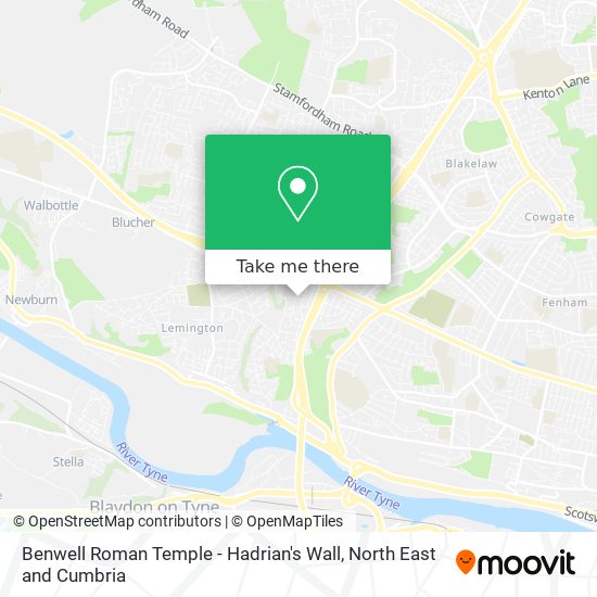 Benwell Roman Temple - Hadrian's Wall map