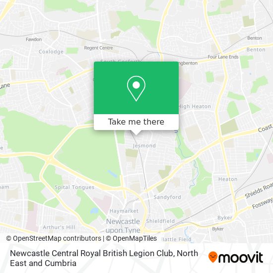 Newcastle Central Royal British Legion Club map