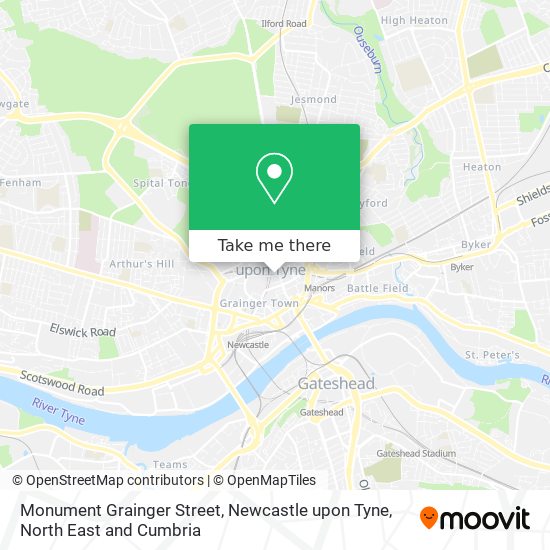 Monument Grainger Street, Newcastle upon Tyne map