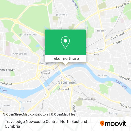 Travelodge Newcastle Central map