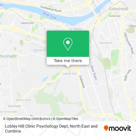 Lobley Hill Clinic Psychology Dept map