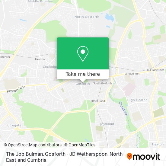 The Job Bulman, Gosforth - JD Wetherspoon map