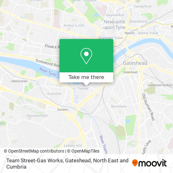 Team Street-Gas Works, Gateshead map