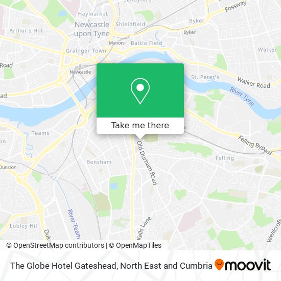 The Globe Hotel Gateshead map