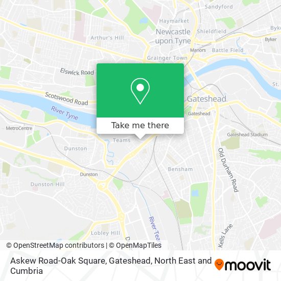 Askew Road-Oak Square, Gateshead map