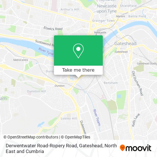 Derwentwater Road-Ropery Road, Gateshead map