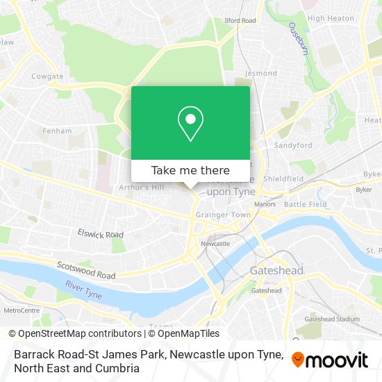 Barrack Road-St James Park, Newcastle upon Tyne map