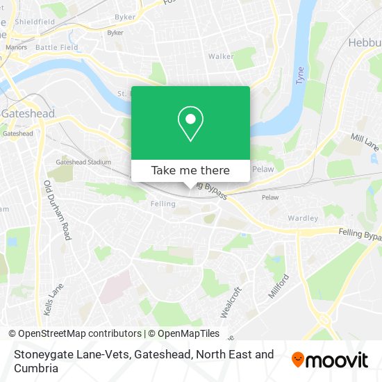 Stoneygate Lane-Vets, Gateshead map