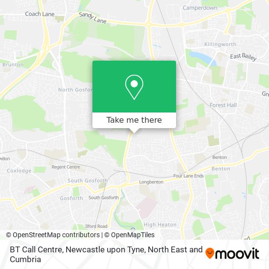 BT Call Centre, Newcastle upon Tyne map