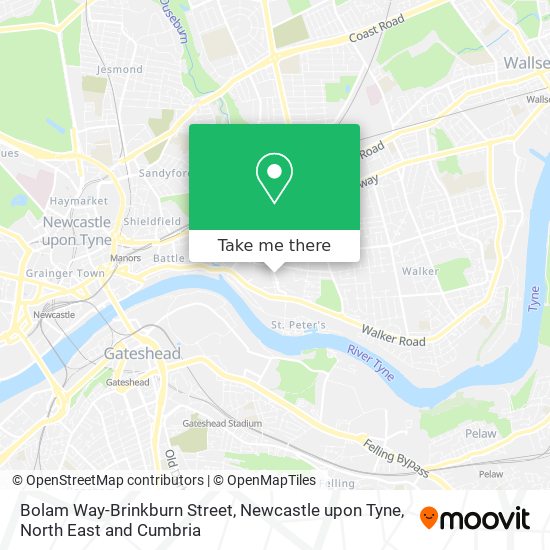 Bolam Way-Brinkburn Street, Newcastle upon Tyne map