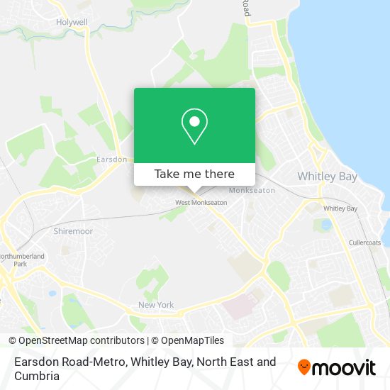 Earsdon Road-Metro, Whitley Bay map