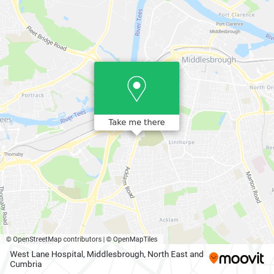 West Lane Hospital, Middlesbrough map