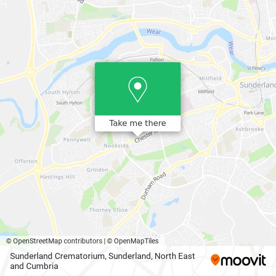 Sunderland Crematorium, Sunderland map