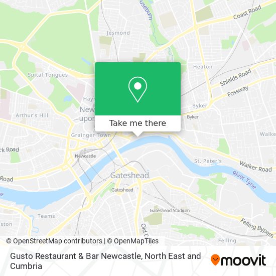 Gusto Restaurant & Bar Newcastle map