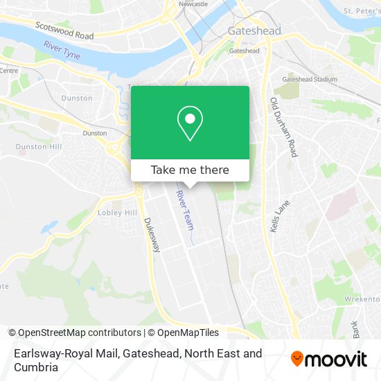 Earlsway-Royal Mail, Gateshead map