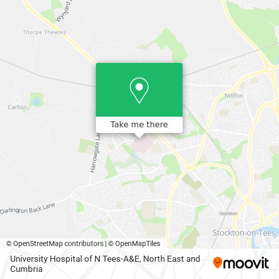 University Hospital of N Tees-A&E map