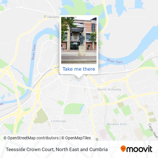 Teesside Crown Court map