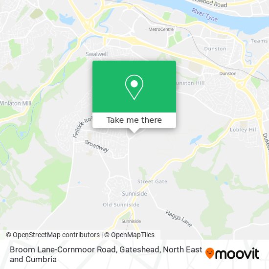 Broom Lane-Cornmoor Road, Gateshead map