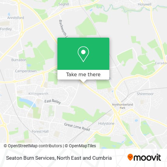 Seaton Burn Services map