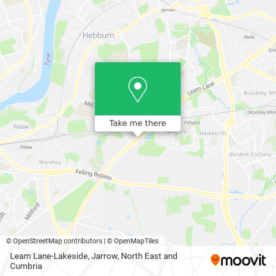 Leam Lane-Lakeside, Jarrow map