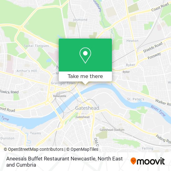 Aneesa's Buffet Restaurant Newcastle map