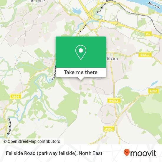 Fellside Road (parkway fellside), Whickham Newcastle upon Tyne map