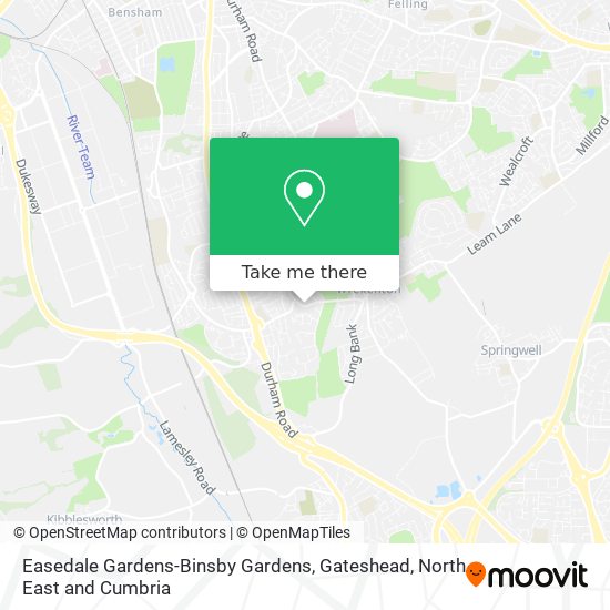 Easedale Gardens-Binsby Gardens, Gateshead map
