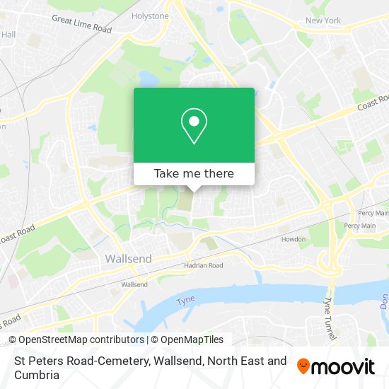 St Peters Road-Cemetery, Wallsend map