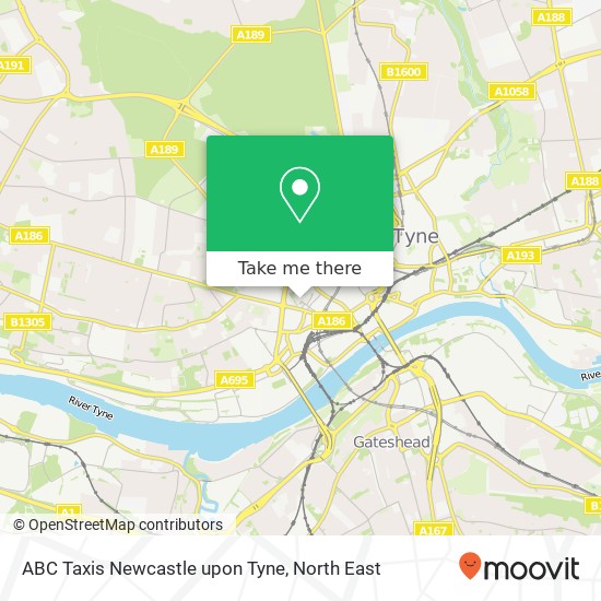 ABC Taxis Newcastle upon Tyne map