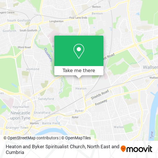Heaton and Byker Spiritualist Church map