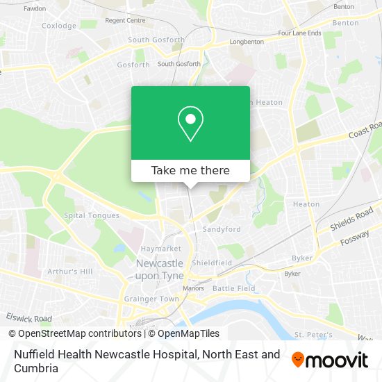 Nuffield Health Newcastle Hospital map