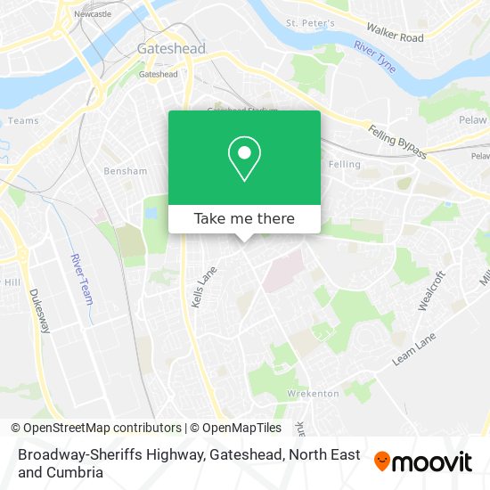 Broadway-Sheriffs Highway, Gateshead map