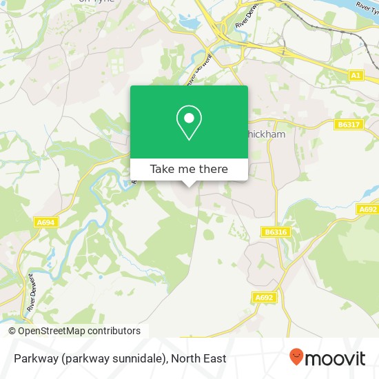 Parkway (parkway sunnidale), Whickham Newcastle upon Tyne map