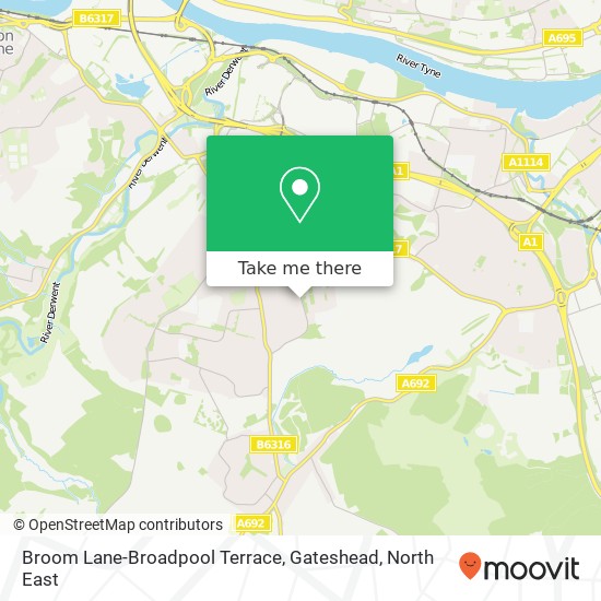 Broom Lane-Broadpool Terrace, Gateshead map