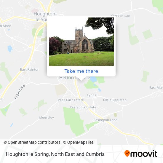 How to get to Houghton le Spring in Sunderland by bus or underground?