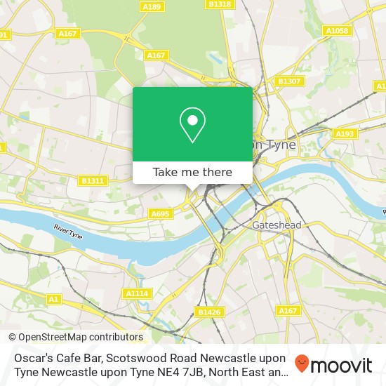 Oscar's Cafe Bar, Scotswood Road Newcastle upon Tyne Newcastle upon Tyne NE4 7JB map