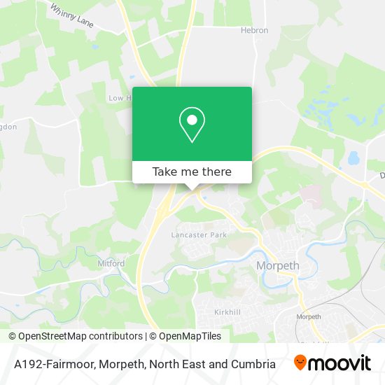 A192-Fairmoor, Morpeth map