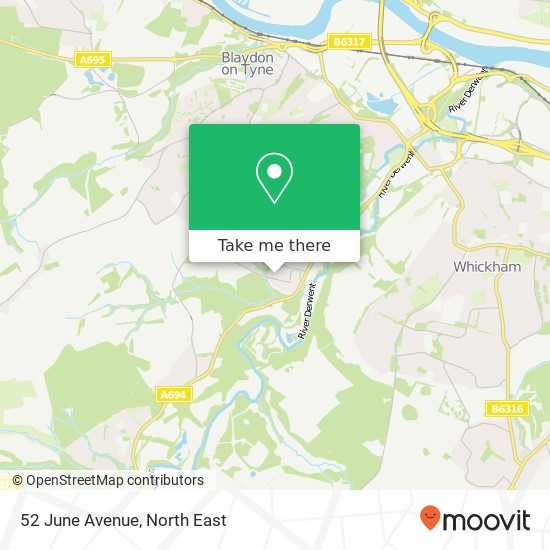 52 June Avenue, Winlaton Mill Blaydon on Tyne map