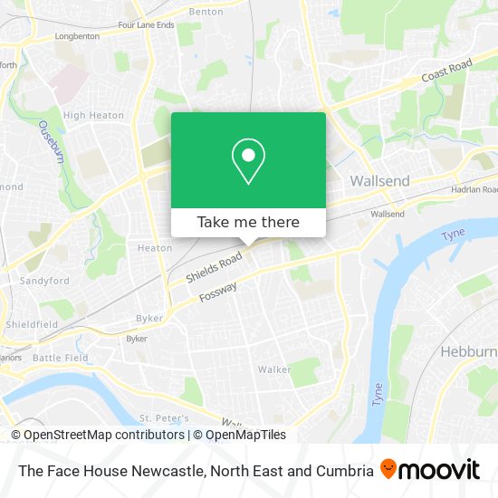 The Face House Newcastle map