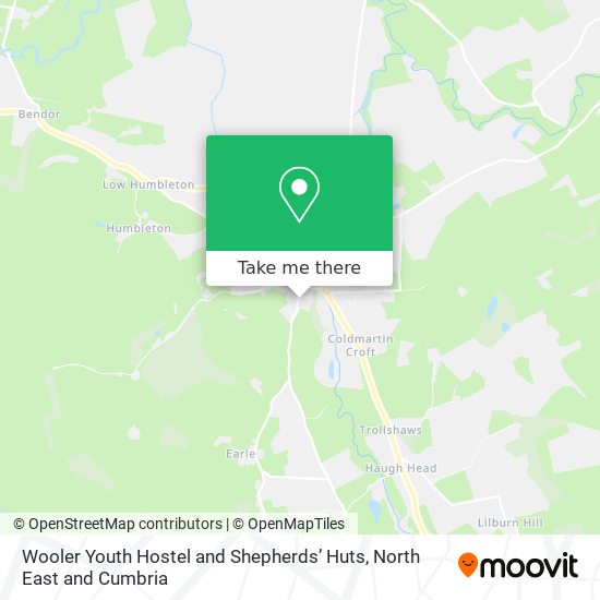 Wooler Youth Hostel and Shepherds’ Huts map
