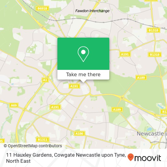 11 Hauxley Gardens, Cowgate Newcastle upon Tyne map