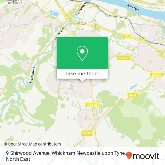 9 Shirwood Avenue, Whickham Newcastle upon Tyne map